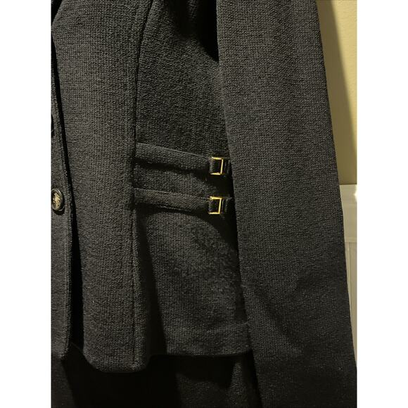 Vtg St John 2pc Skirt Suit Black Santana Knit Button Front Jacket Size 2 Buckles - Picture 4 of 12